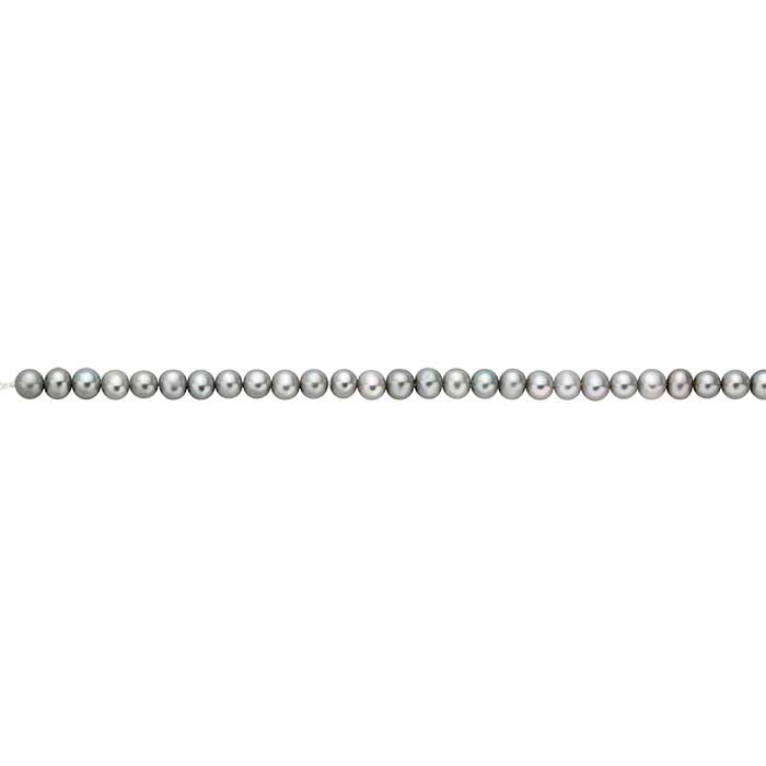 Freshwater Cultured 5–5.5mm Semi-Round Pearl Strand, Gray, A-Grade