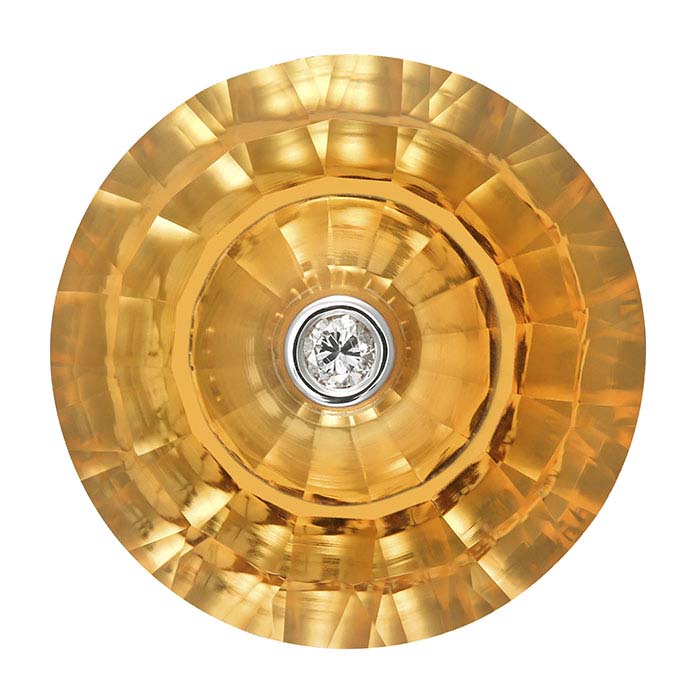 Lehrer TorusRing™ Padparadscha Quartz Round Faceted Gemstone