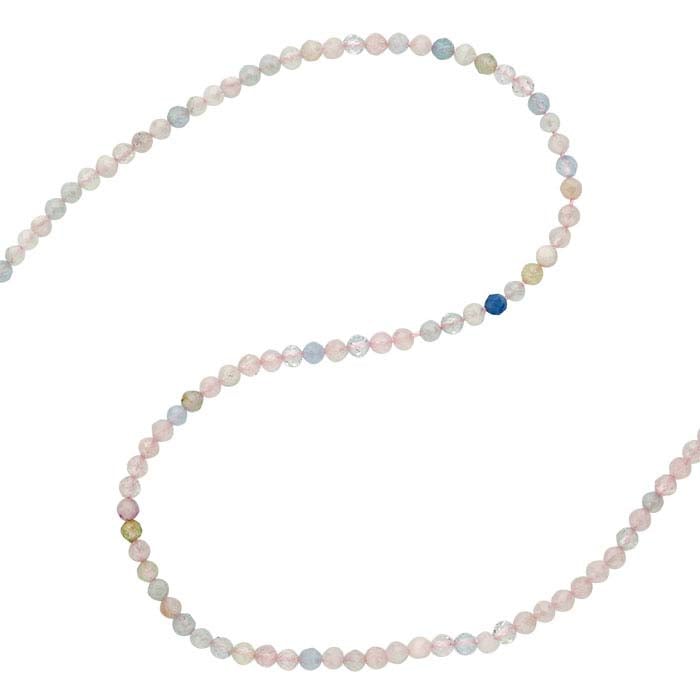 Morganite & Mixed Beryl 2mm Faceted Round Bead Strand