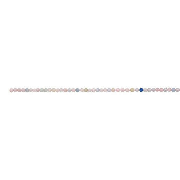 Morganite & Mixed Beryl 2mm Faceted Round Bead Strand