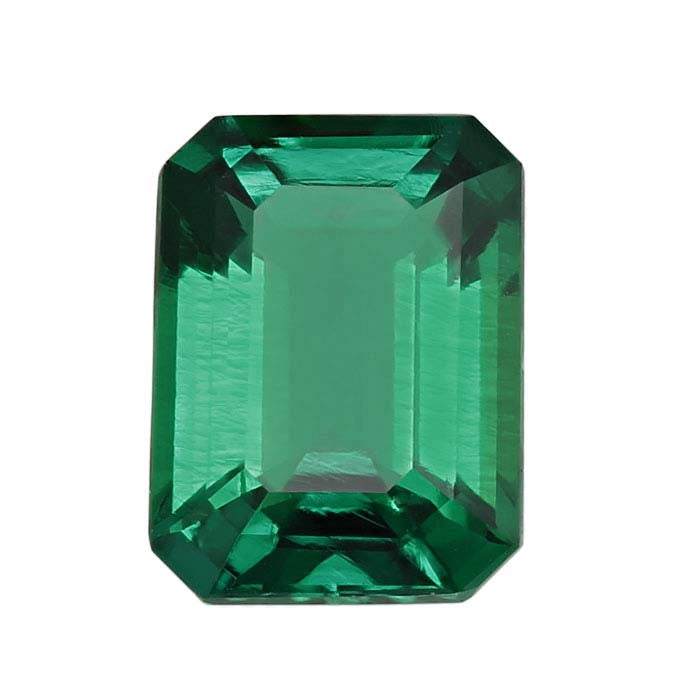 Lab-Grown Emerald 8 x 6mm Emerald-Cut Faceted Gemstone