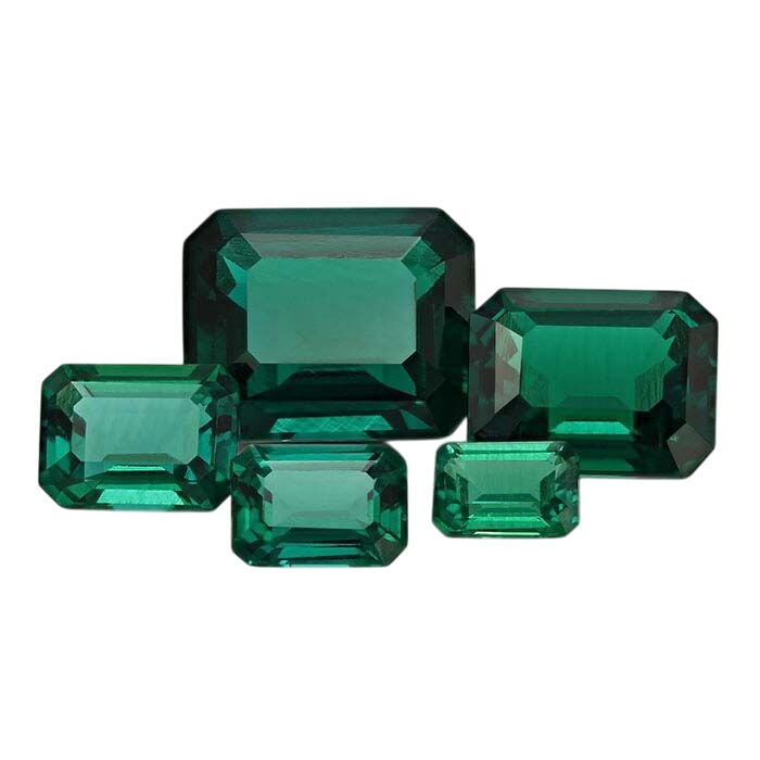 Lab-Grown Emerald Emerald-Cut Faceted Gemstone