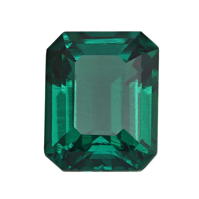 Lab-Grown Emerald 10 x 8mm Emerald-Cut Faceted Gemstone