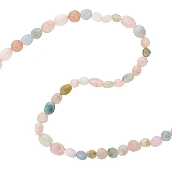 Morganite & Mixed Beryl 6 x 4mm Nugget Bead Strand