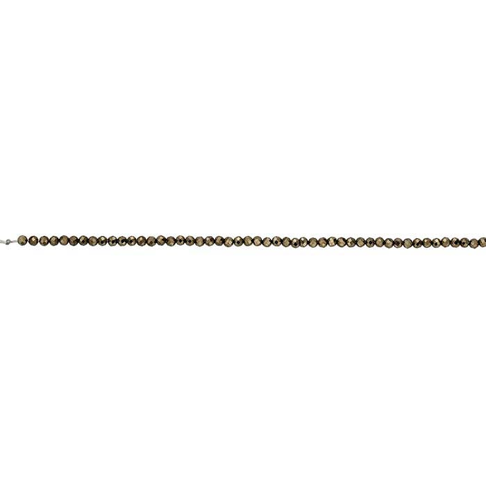 Pyrite 3mm Faceted Round Bead Strand