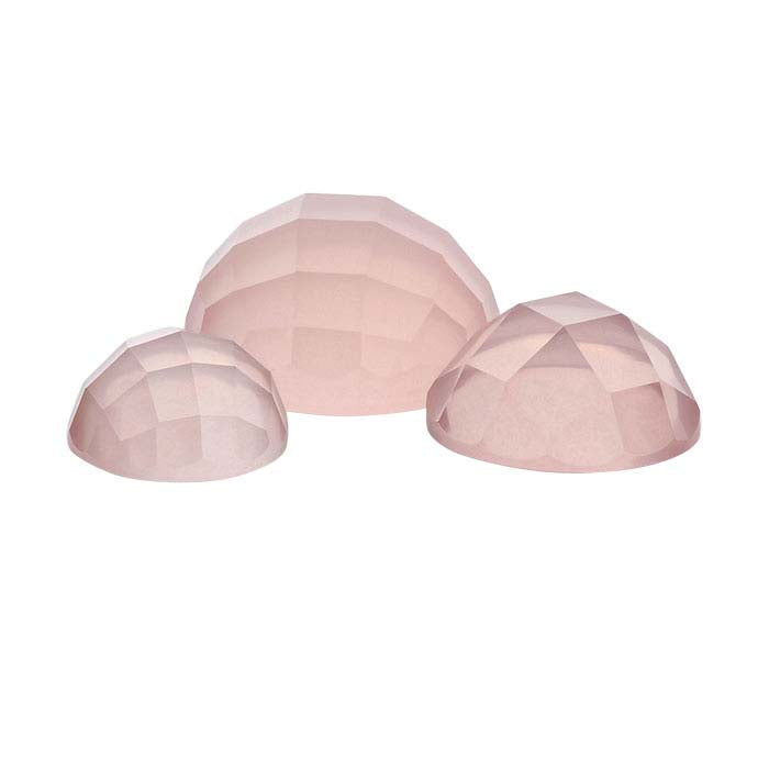 Cabochon rotondo sfaccettato a rosa in quarzo rosa da 12 mm