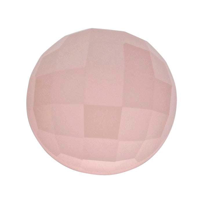 Cabochon rotondo sfaccettato a rosa in quarzo rosa da 12 mm