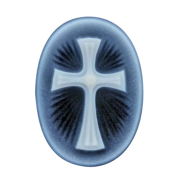 Black Agate 18 x 13mm Oval Flared Cross Cameo