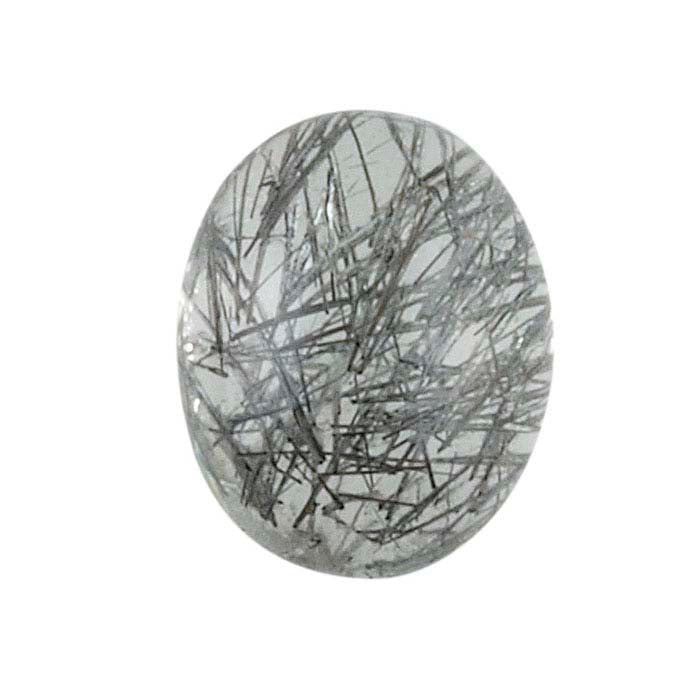 Μαύρο Τουρμαλινωμένο Χαλαζίας 10 x 8mm Οβάλ Καμψόνη