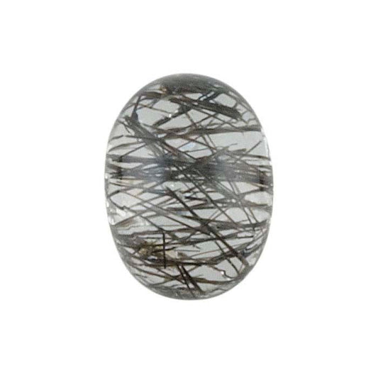 Black Tourmalinated Quartz 8 x 6mm Oval Cabochon