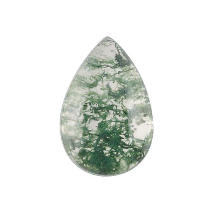Crystal Quartz & Moss Agate Pear Doublet Cabochon