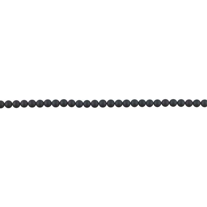 Matte Black Onyx 4mm Round Bead Strand