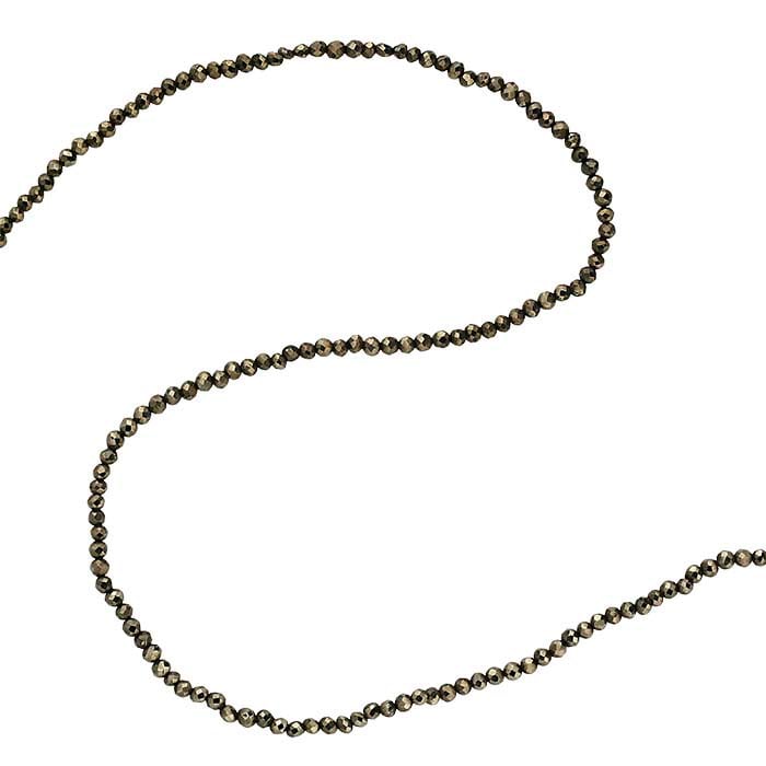 Pyrite 2mm Faceted Round Bead Strand