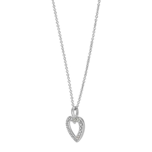 Sterling Silver Diamond-Set Heart Necklace