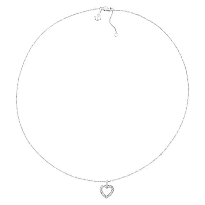 Sterling Silver Diamond-Set Heart Necklace