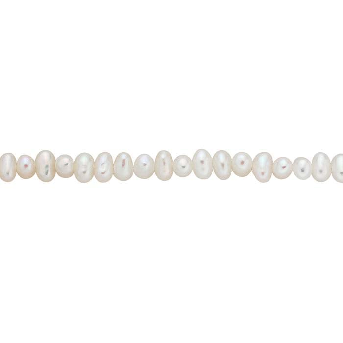 Süßwasser-Zuchtperlenstrang, halbrund, 3–3,5 mm, weiß, A-Qualität