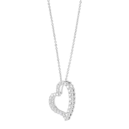 10K White Gold Diamond-Set Heart Necklace