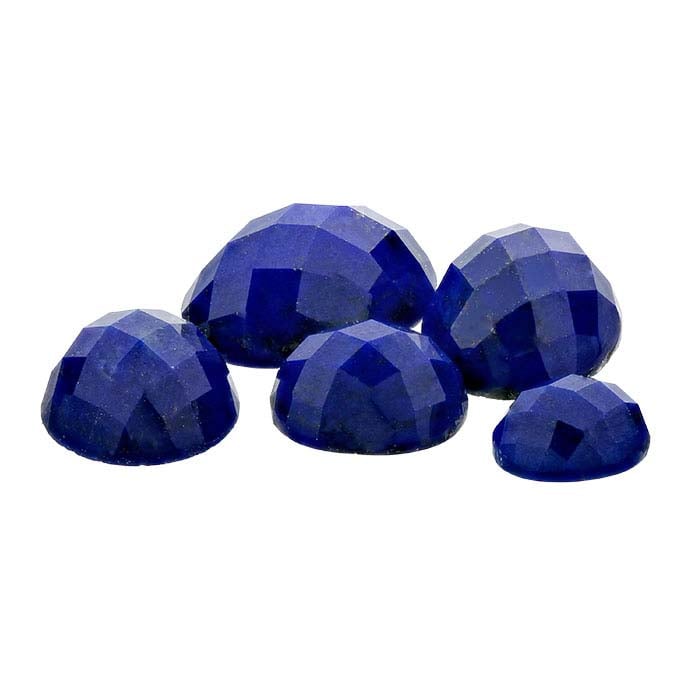 Lapis Lazuli Round High-Dome Faceted Cabochons, AA-Grade