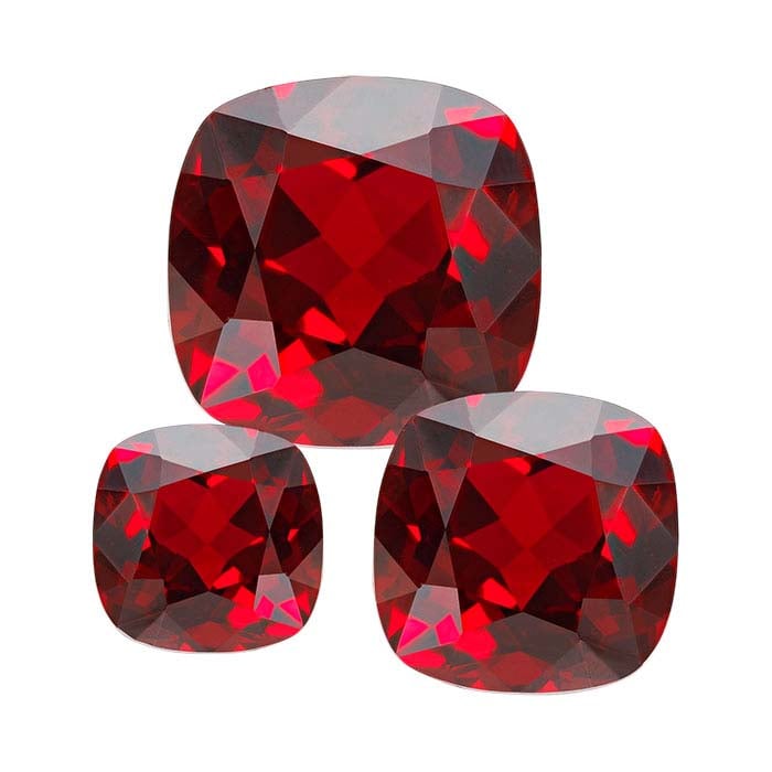Lab-Grown Ruby Cushion Faceted Gemstone