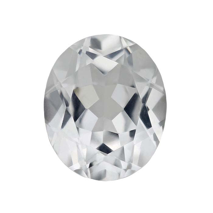 Lab-Grown White Sapphire 6 x 4mm Oval Faceted Gemstone