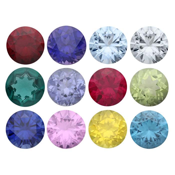 Simulated and Lab-Grown Birthstone Set Round Faceted Gemstones