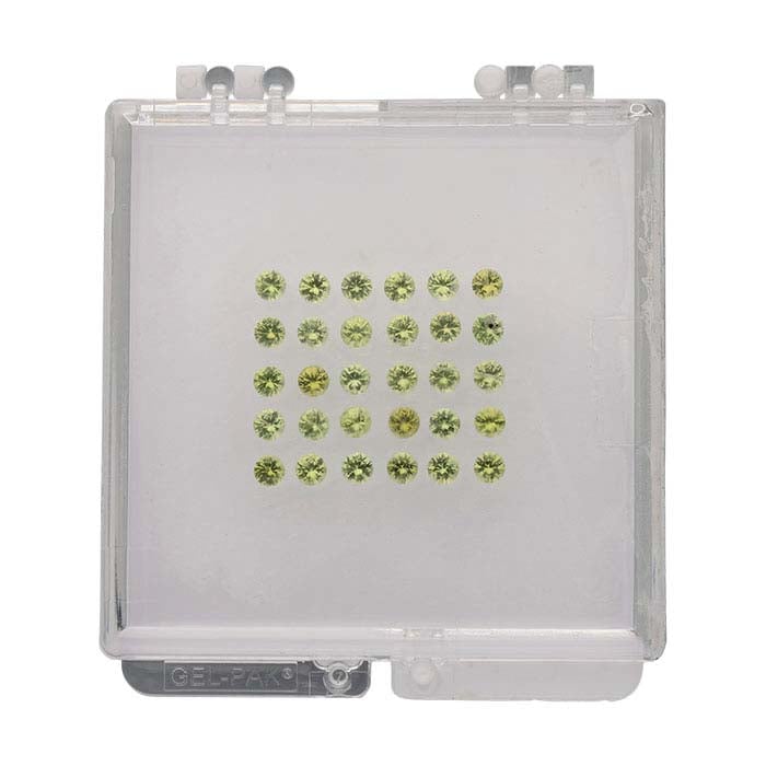 Peridot Round Precision-Cut Faceted Gemstones, AAA-Grade