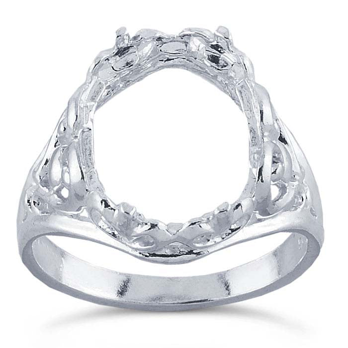 Sterling Silver 14 x 10mm Oval Cabochon Ring Mounting