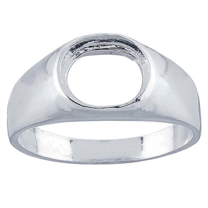 Sterling Silver 10 x 8mm Oval Buff-Top Ring Mounting
