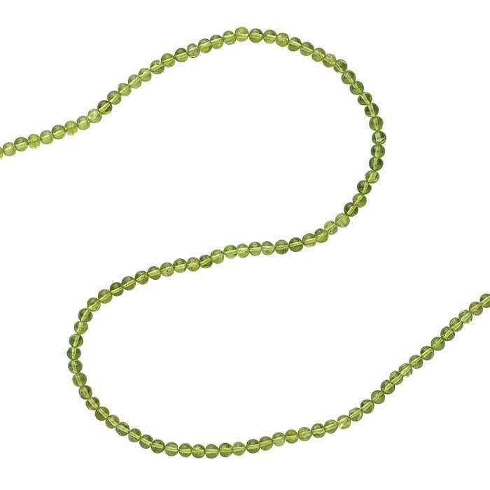 Fil de perles rondes Premium en péridot 5 mm