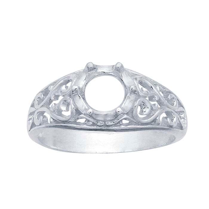 Sterling Silver Filigree Round Ring Mounting