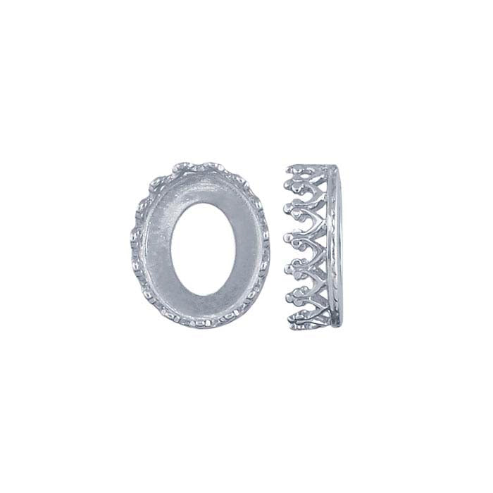 Sterling Silver 10 x 8mm Oval Gallery Wire Bezel Cup Setting