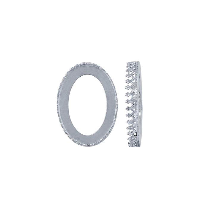 Sterling Silver 25 x 18mm Oval Gallery Wire Bezel Cup Setting