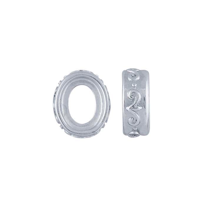 Sterling Silver Oval Patterned Bezel Cup Setting