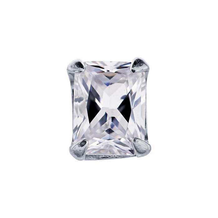 Sterling Silver 8 x 6mm ReadySet™ Emerald-Cut 4-Prong Setting