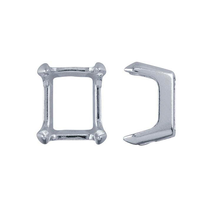 Sterling Silver 12 x 10mm ReadySet™ Emerald-Cut 4-Prong Setting