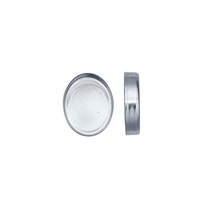 .999 Hienoa hopeaa 10 x 8 mm ovaali reunuskuppiasetus