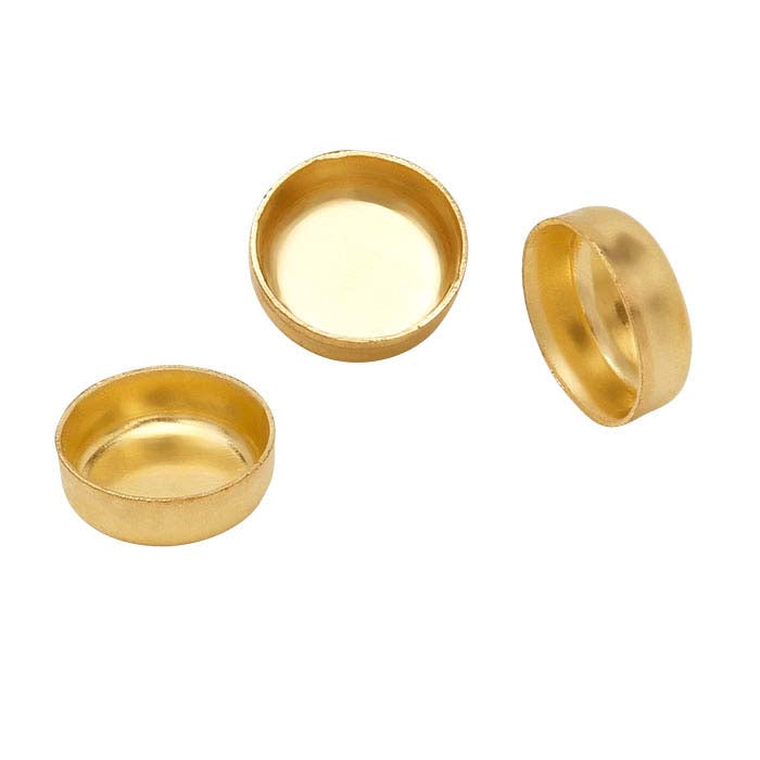 14K イエローゴールド 4mm ラウンド ベゼルカップ セッティング