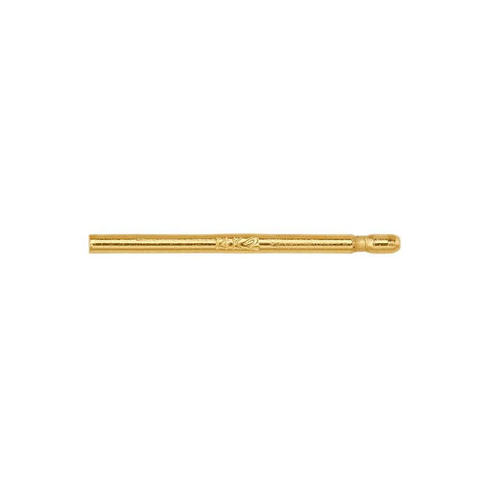 14K Yellow Gold 0.69mm x 11.11mm Bullet-Style Friction Ear Post