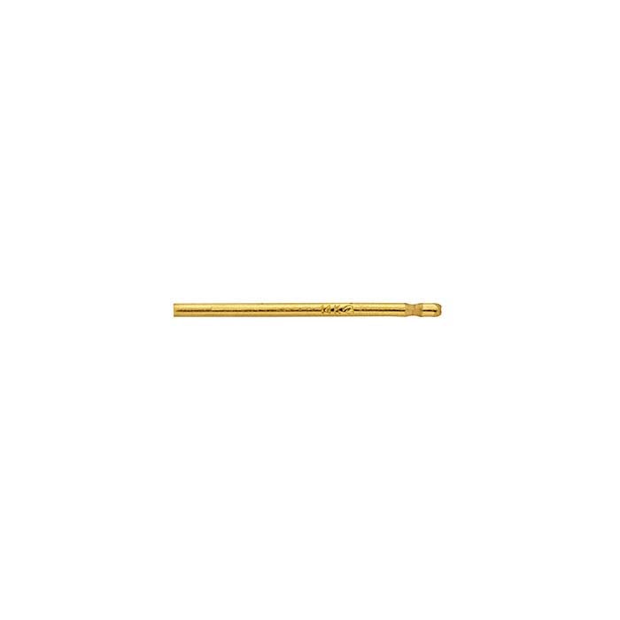14K Yellow Gold 0.69mm x 12.7mm Bullet-Style Friction Ear Post