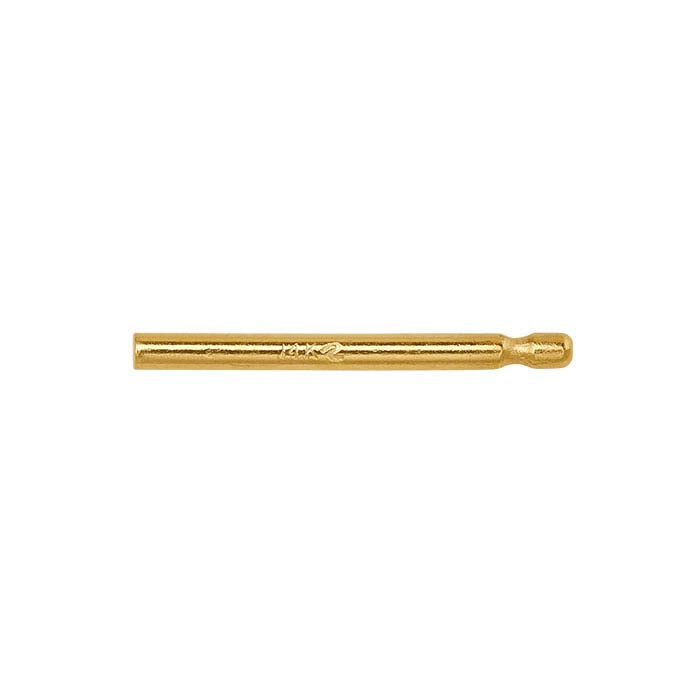 14K Yellow Gold 0.91mm x 11.11mm Bullet-Style Friction Ear Post
