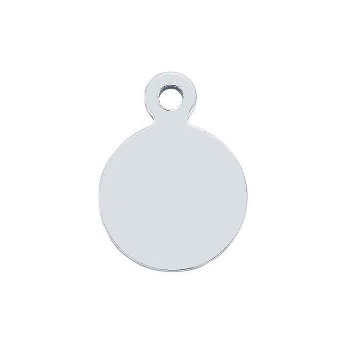 Sterling Silver 7.3mm Round Tag, 0.81mm, Soft