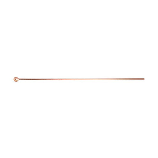 14K Rose Gold 38.1mm 1.5mm Ball Head Pin, 0.51mm, 1/2-Hard