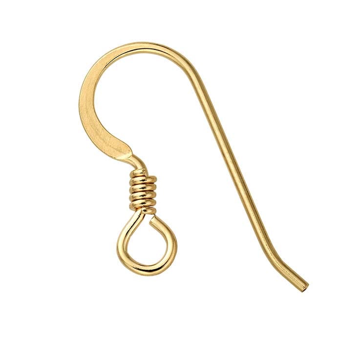 14/20 Yellow Gold-Filled Hammered Ear Wire with Loop and Coil