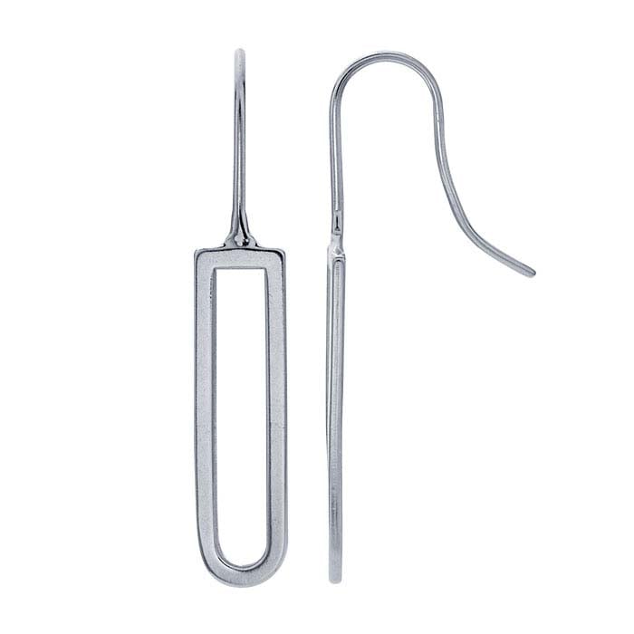 Sterling Silver Long Oval Ear Wire Earrings