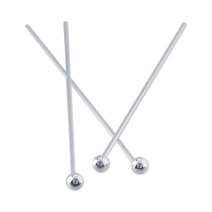 Sterling Silver 44.45mm 2.5mm Ball Head Pin, 0.72mm, 1/2-Hard