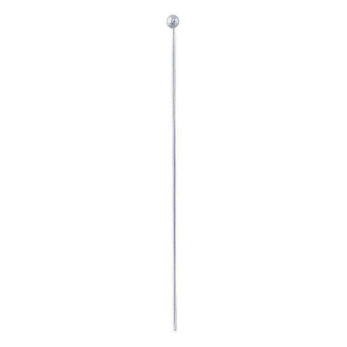 Sterling Silver 50.8mm 2mm Ball Head Pin, 0.51mm, 3/4-Hard