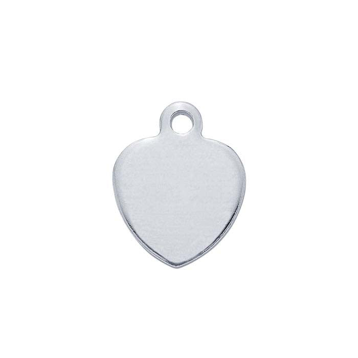 Argentium® Silver 8.9 x 7mm Heart Tag, 0.81mm, Soft