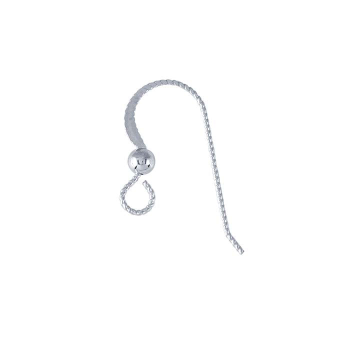 Argentium® Silver Hammered SlipLess™ Ear Wire with Loop and 3mm Bead