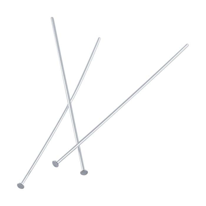 Argentium® Silver 50.8mm 1.9mm Flat Head Pin, 0.57mm, 1/2-Hard