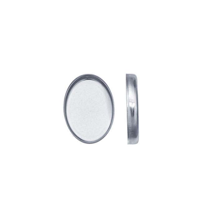 Argentium® Ασήμι 14 x 10mm Οβάλ Ρυθμιζόμενο Κύπελλο Περιβλήματος